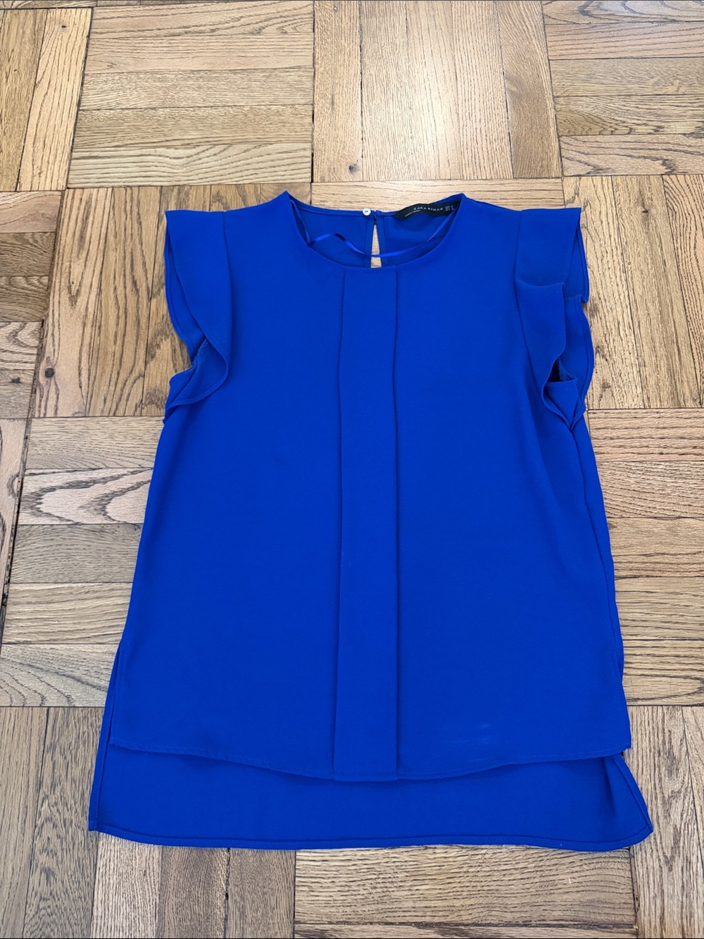 Zara Royal Blue Ruffle Sleeve Blouse